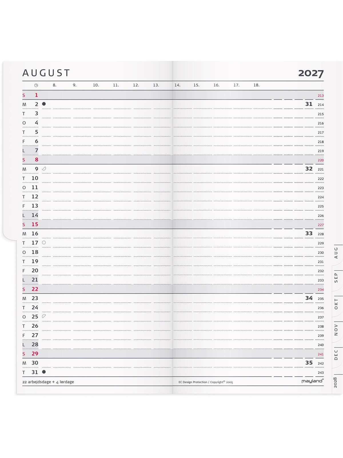 Mayland Index Planner månedskalender REFILL + tlf.reg. 2027