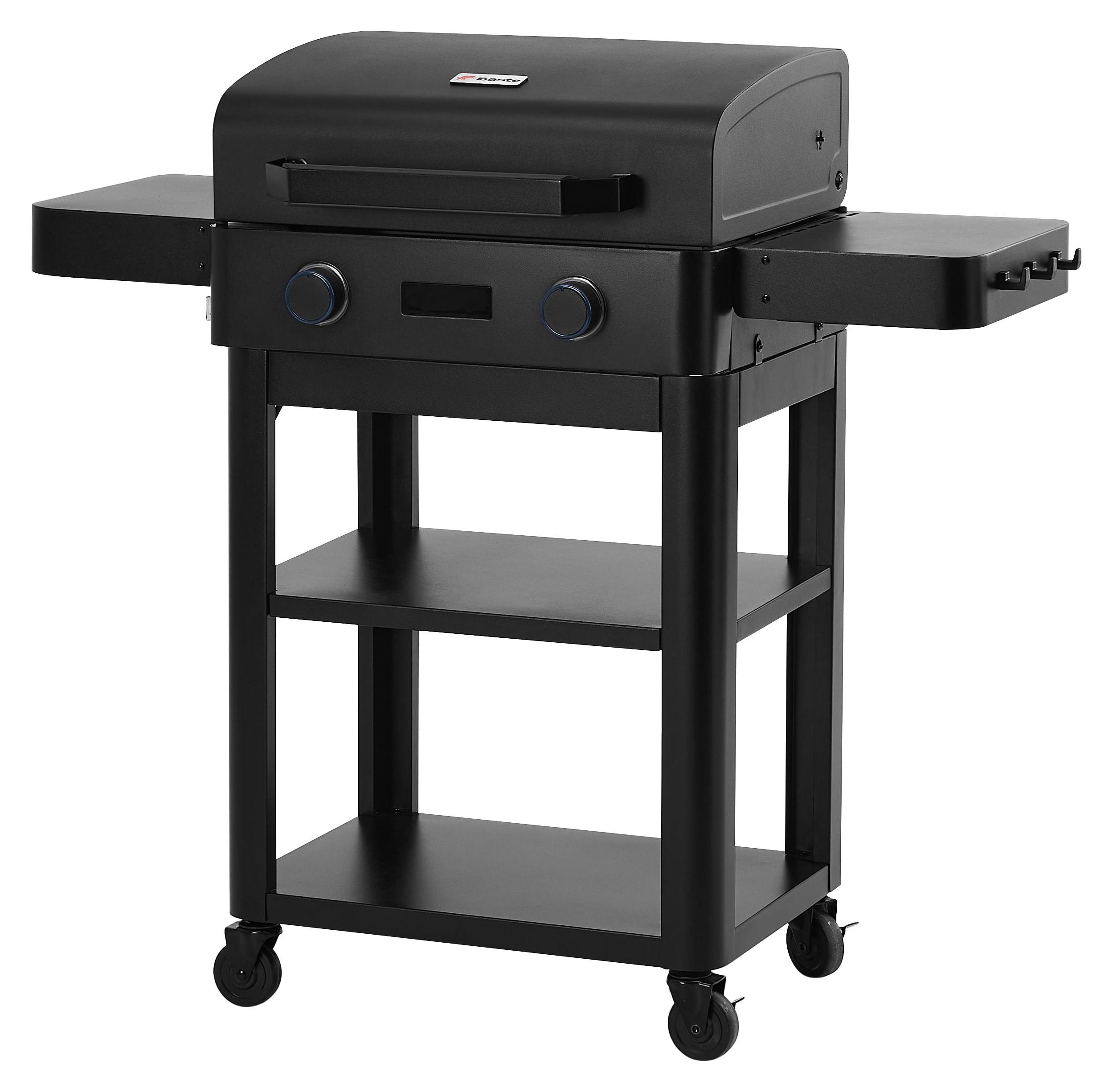 BASTE Elektrogrill 2300W Gusseisen-Grillrost 2-Zonen-Digital-Steuerung