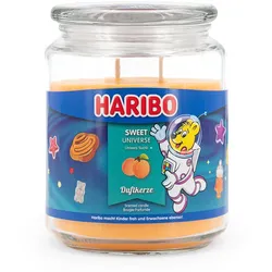 Fragrance and Style GmbH Haribo™ Duftkerze Sweet Universe, 2 Dochte, HxD: 13 x 10 cm, 100h Brenndauer, Kerze im Glas, Aprikose & Vanille, orange