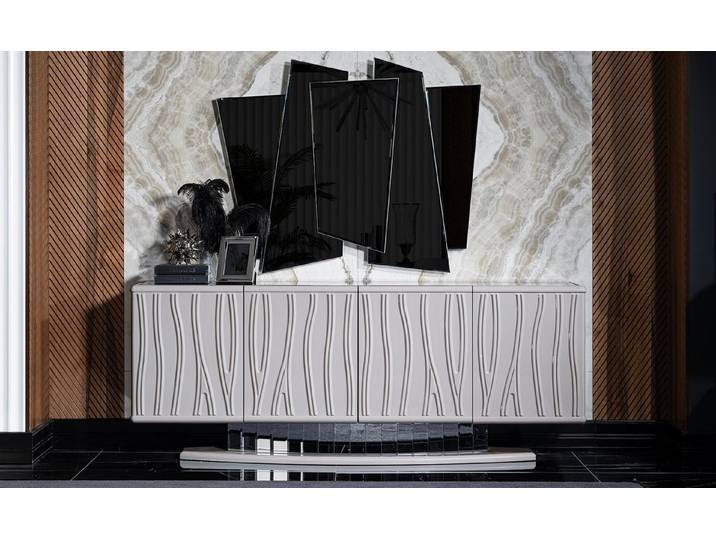 Xlmoebel Sideboard Elegantes Holz- und Glasmöbel-Set mit Spiegel von XLMOEBEL (Sideboard mit Spiegel, Holz- und Glasmöbel-Set), Made in Europa