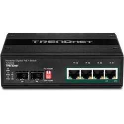 Trendnet Industrie Switch 4 Port Gbit Unman. L2 PoE+ (6 Ports), Netzwerk Switch, Schwarz