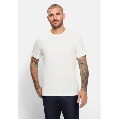 T-Shirt OLYMP "OLYMP Casual Wirk, T-Shirt", Herren, Gr. XXL, weiß (champagner), 70% Baumwolle, 30% Wolle, Shirts T-Shirt