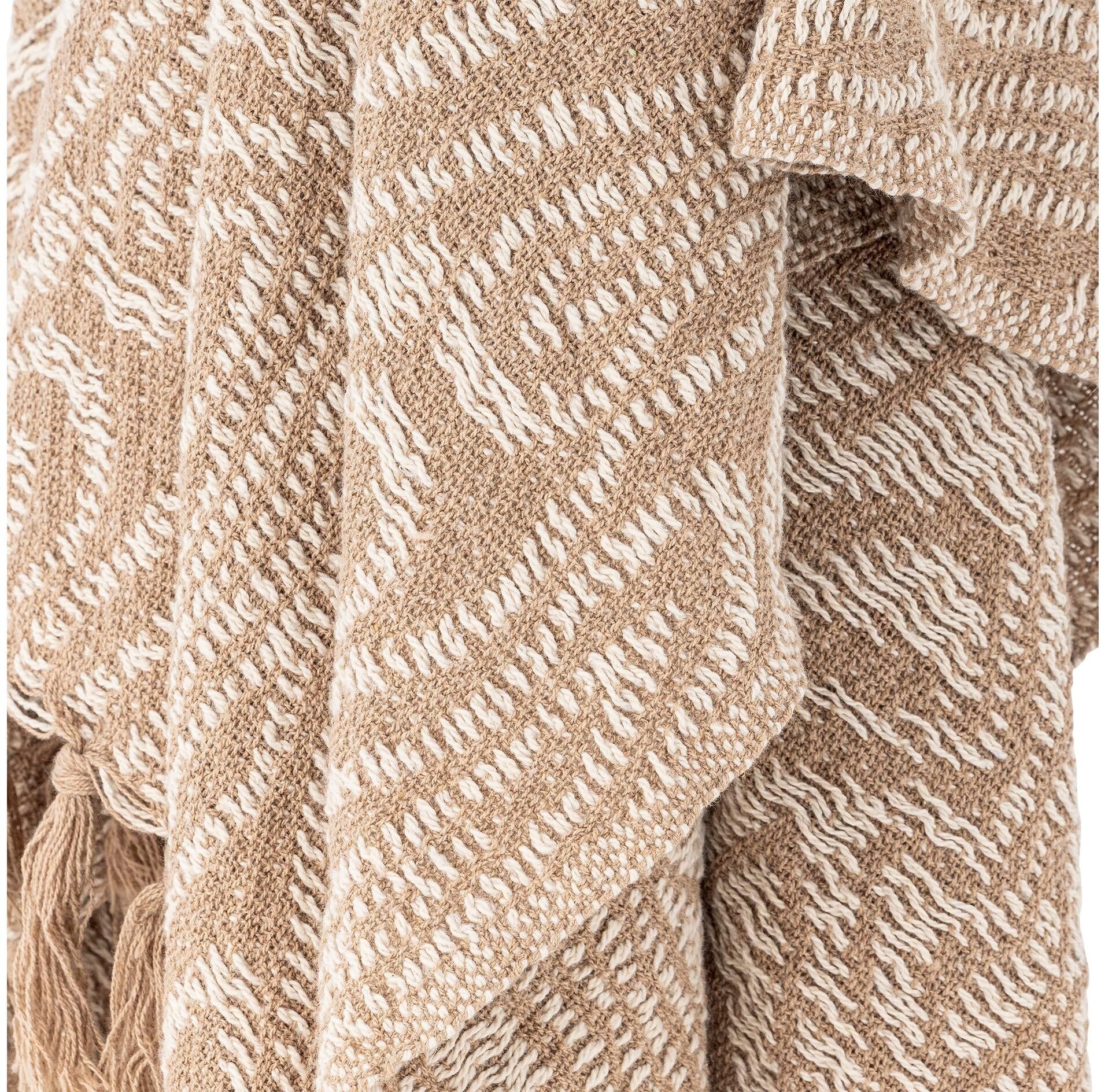 Wohndecke BLOOMINGVILLE "Okapi 160 x 130 cm", beige (natur), B:160cm L:130cm, Obermaterial: 100% Baumwolle, Wohndecken, Wohndecke natur B/L: 160cm x 130cm