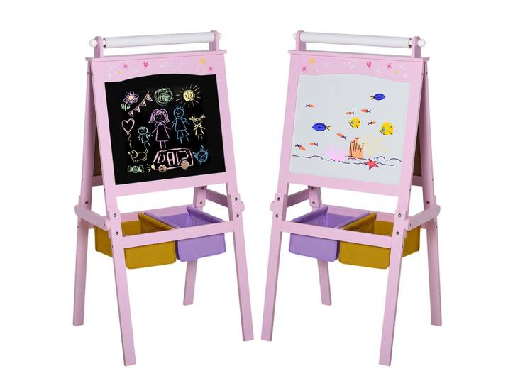 ComfortXL Maltafel De-18175 3-in-1 mit Papierrolle Rosa, Pink, 50.5x118x58.5 cm, Dekoration, Malbedarf & Bastelbedarf