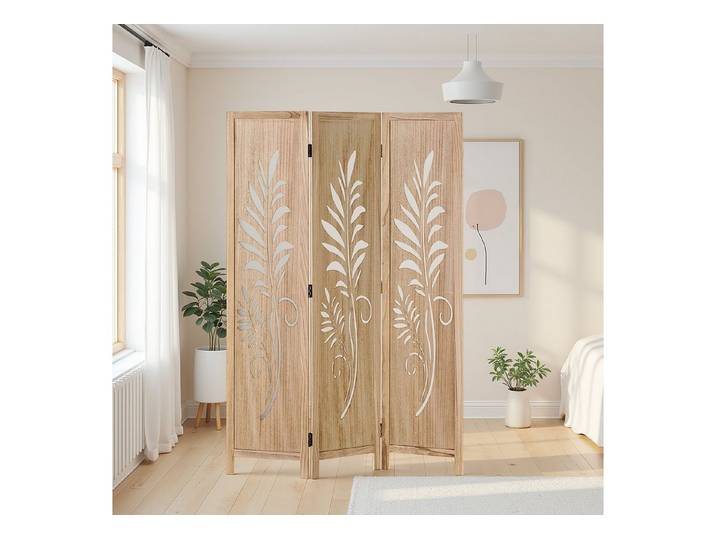 Homestyle4u Paravent Raumteiler Indoor Holz Trennwand Natur Sichtschutz faltbar klappbar (3-teilig), faltbar