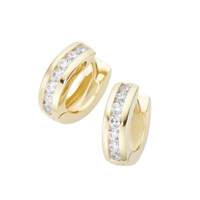 Paar Creolen LUIGI MERANO "mit Zirkonia in Kanalfassung, Gold 375", gold, Ohrringe, Damen, Gelbgold 375
