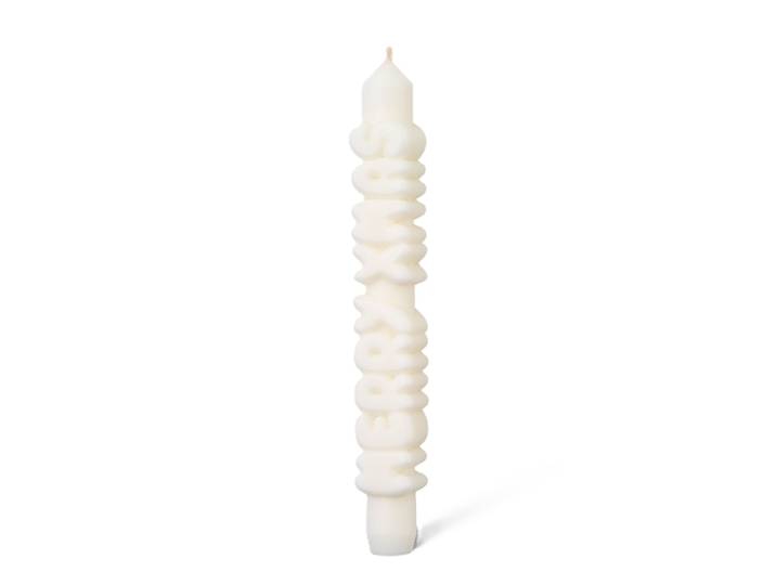Kerze Taper candle MERRY XMAS weiss