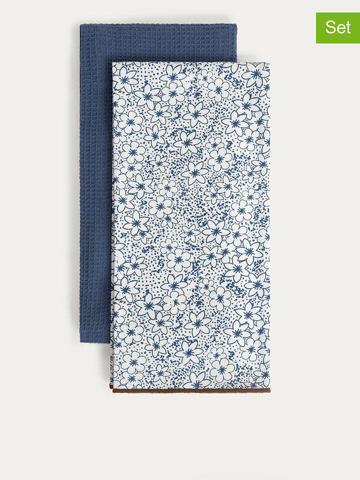 Homla 2er-Set: Geschirrtücher ''Salado'' in Blau/ Weiß - (L)65 x (B)45 cm - onesize