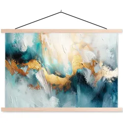 POSTER MIT MAGNETLEISTEN Abstrakt - Kunst - Gold - Blau Wandbilder 60x40 cm
