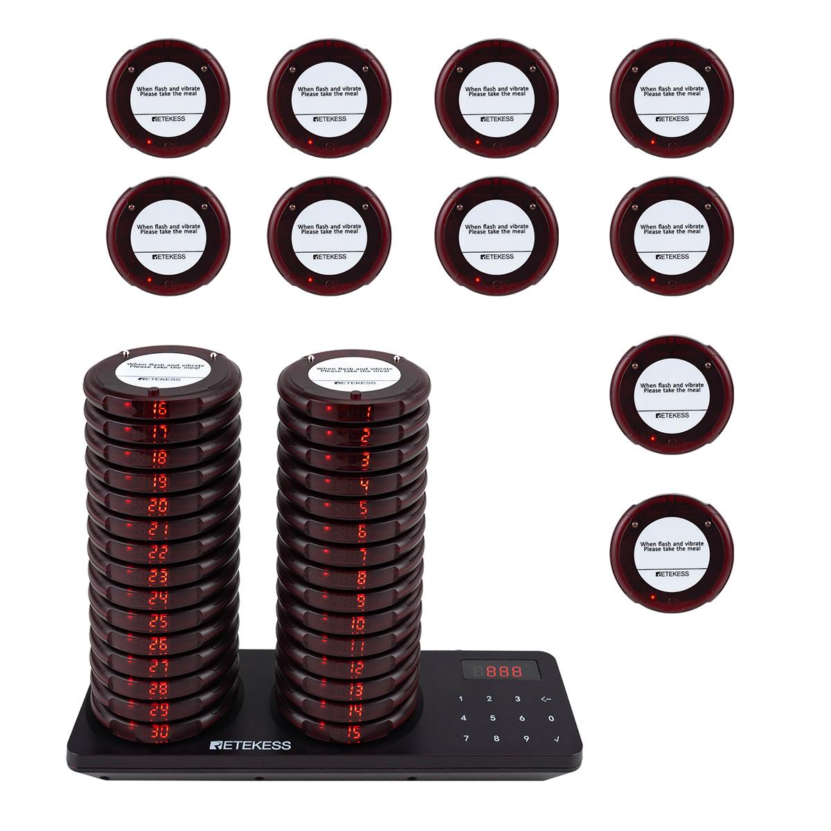 Retekess TD163 Restaurant Pager System, Pager Rufsystem, 500M, 40 Pagers, 31 Rufmod, 300mAh 20H, Pager set für Fast Food, Hotel, Café, Bar