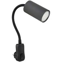 Steckdosenlampe Steckerleuchte GU10 mit Schalter Küche Steckdosenleuchte schwarz mit schwenkbarem Spot, Schwanenhals, GU10 Fassung, LxBxH 32x5,5x43 cm