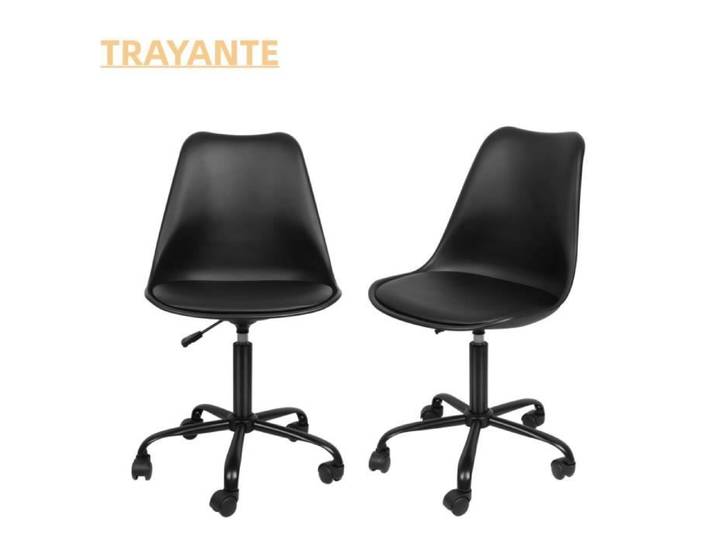 TRAYANTE CHAISE DE BUREAU Chaise de bureau - 2 chaises - Chaise pivotante à roulettes - Noir