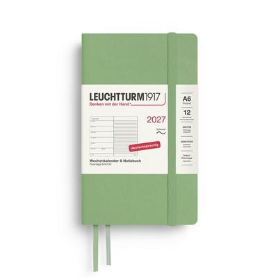 Wochenkalender & Notizbuch Pocket (A6) 2027, Softcover, Salbei, Deutsch