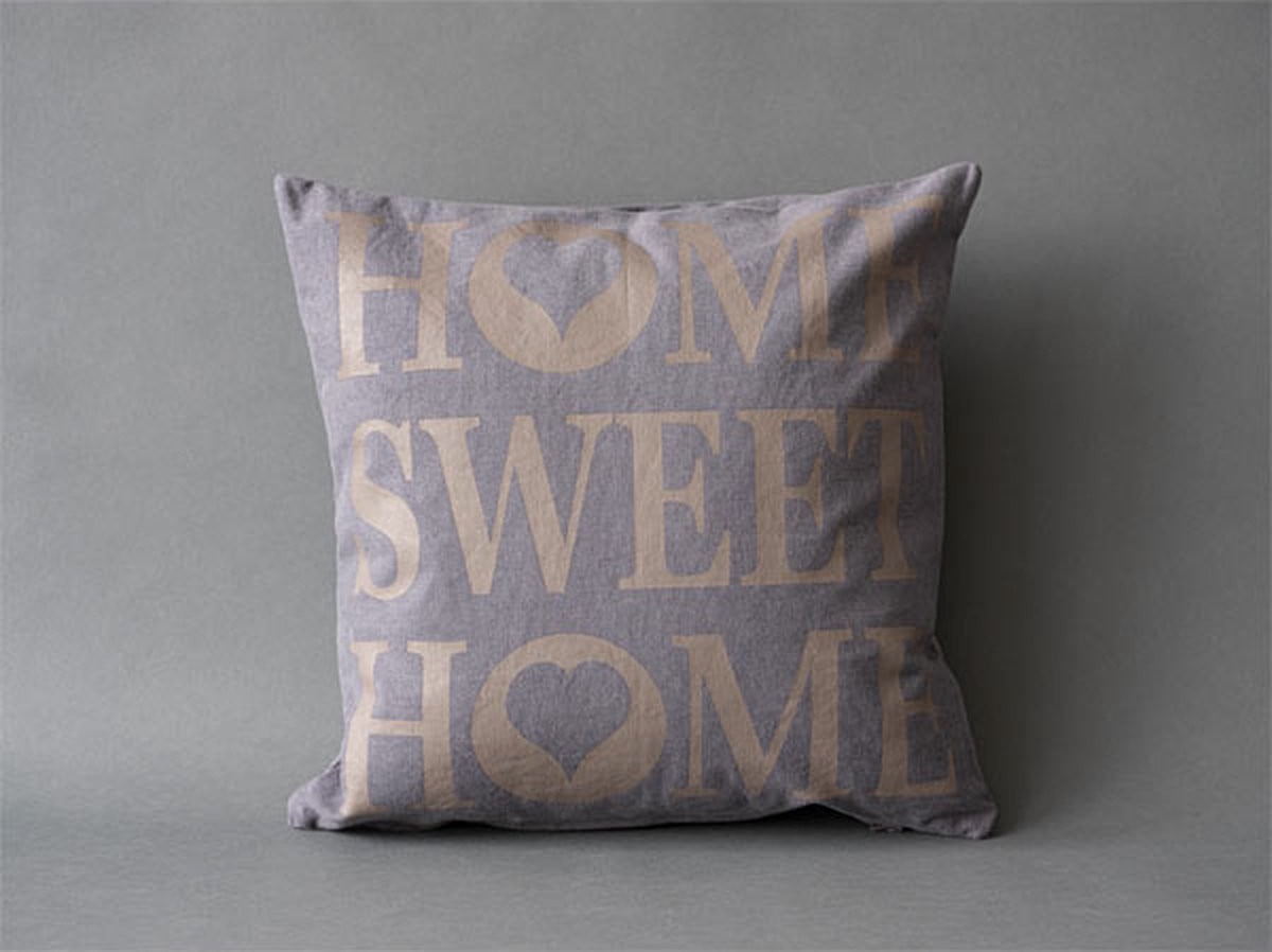 Kussenhoes Home Sweet Home grijs 45 x 45 cm