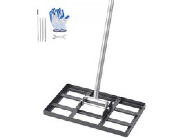 VEVOR Rasenrakel, Levelingrake mit 198 cm Griff, 431x254 mm Bodenplatte, rostbeständiger Nivellierrechen aus Karbonstahl, 5 Höhen einstellbar, Rasennivellierungswerkzeug für Hof und Golfplatz