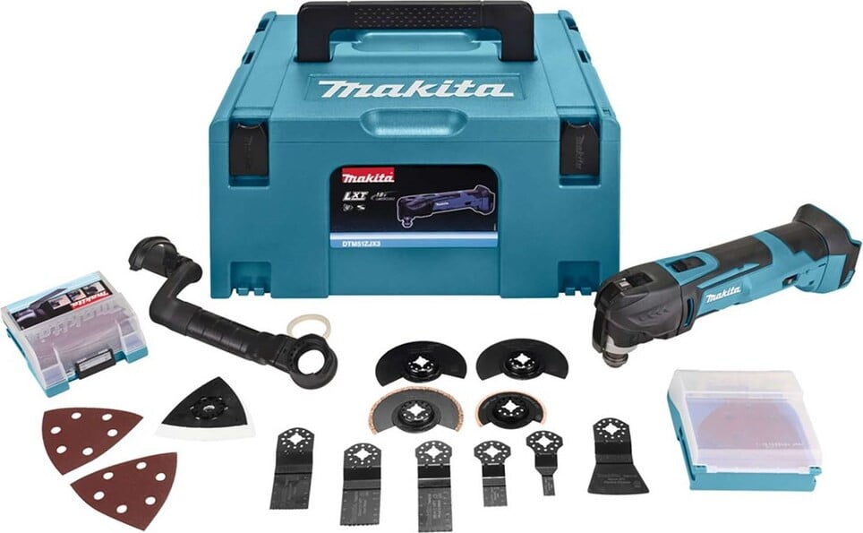 Makita DTM51ZJX3 Multifunctionele snij- en schuurmachine 18V Li-ion in MAKPAC met accessoirekit