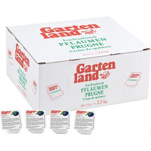 Gartenland Fruchtaufstrich Pflaume, vegan, 45% Fruchtgehalt, Portionspackungen, je 25 g, 100 Stück