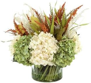 Creative Labs Fall Hydrangea and Heather Arrangement in Glass Vase