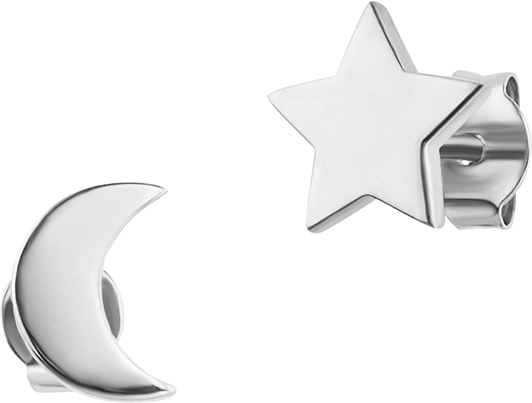 Paar Ohrstecker CAÏ "925 Sterling Silber rhodiniert Mond Stern", weiß, Ohrringe, Damen, one-size, Silber 925 (Sterlingsilber)