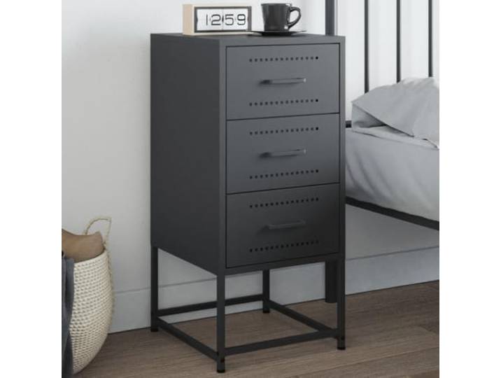 HEFZGDB Industrie-Stil Nachttisch Anthrazit 36x39x78 cm Stahl mit Stauraum und Schublade, robuster Beistelltisch für Wohnzimmer und Büro, feuchtigkeitsbeständig und einfach