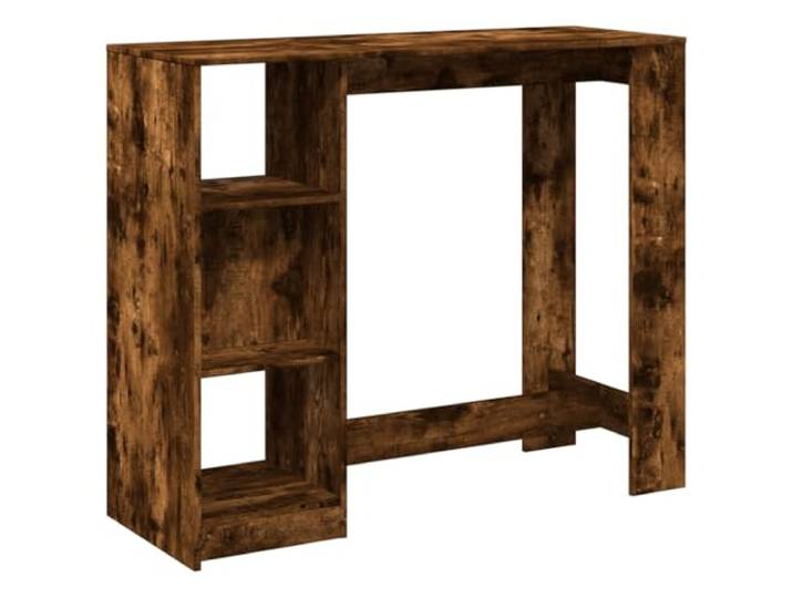 HAQWRDQSG Bartisch mit Regal Räuchereiche 124x46x103,5 cm Holzwerkstoff Kompakter Hochtisch für Küche und Essbereich mit 4 offenen Fächern für Flaschen, Gläser und Geschirr aus Holzwerkstoff.