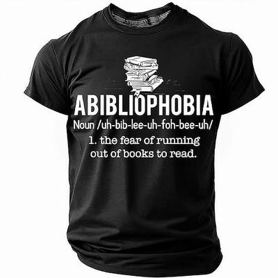 Herren Grafik T-Shirt Abibliophobie Buchliebhaber Lesen Lustiges Kurzarm Tee