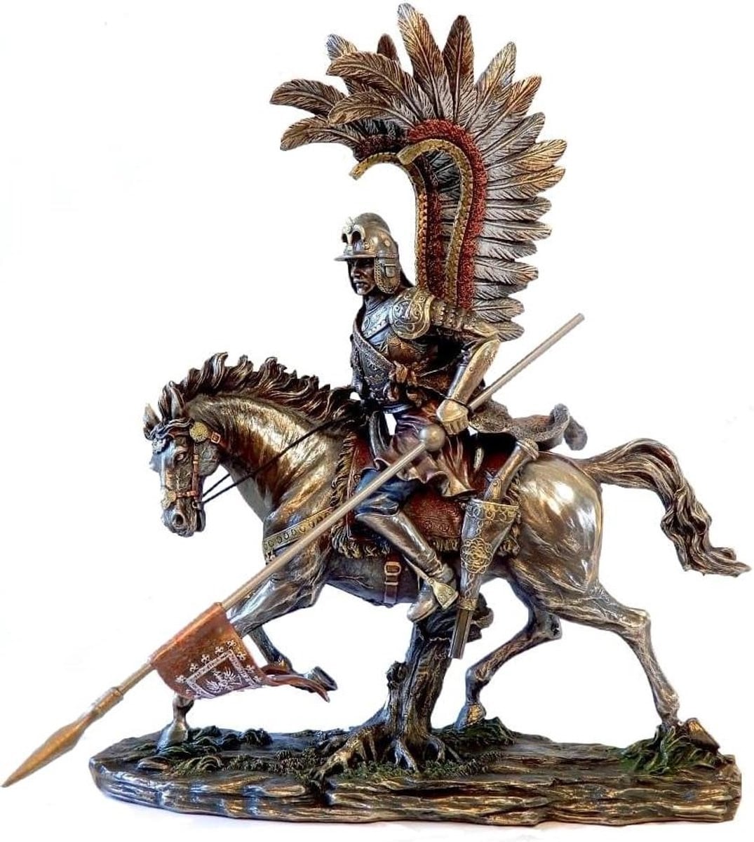 Hussar Pantser Figuur - Middeleeuwse Ridder Decoratief Object - Brons - Hoogte: 31 cm
