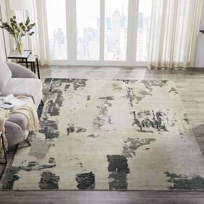 KALATY Toros Grey Abstract Hand Knotted Wool Area Rug