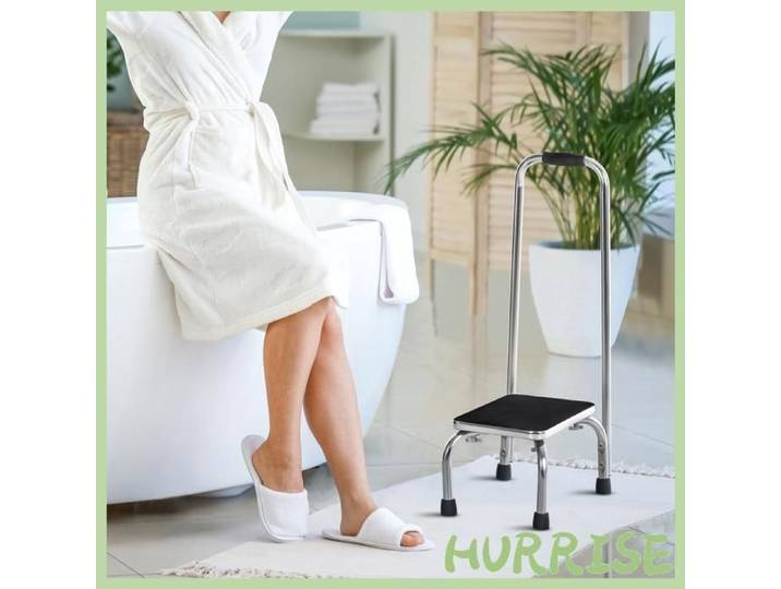 Cocosity Marche Avec Barre D'Appui - Marchepied De Sécurité - Marche D'Accès Au Bain - Plateforme ＆ Patins Antidérapants - Acier G