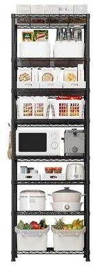"8 tier Heavy Duty Storage Adjustable Metal Shelves 78.74"" H Wire Shelving Unit 1600LBS NSF"