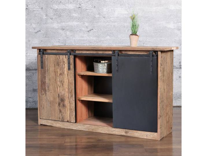 Sideboard Recyclingholz BECHY massiv Altholz Eisen Industrial Vintage