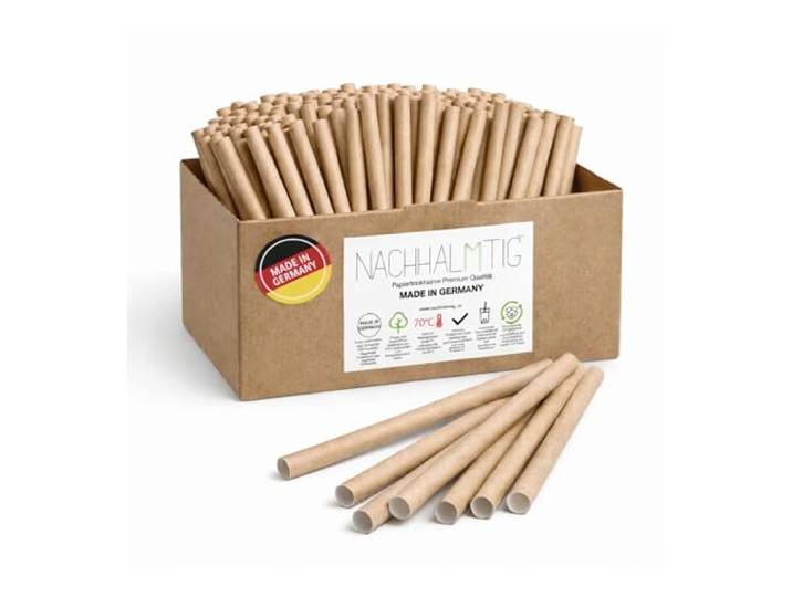 NACHHALMTIG Strohhalme Papier Braun – Ø 8mm – 3000 Stück Made in Germany, hitzebeständig 70°, ideal für Aperol, Cocktails, Latte Macchiato & mehr (200 mm, 3000, stück)