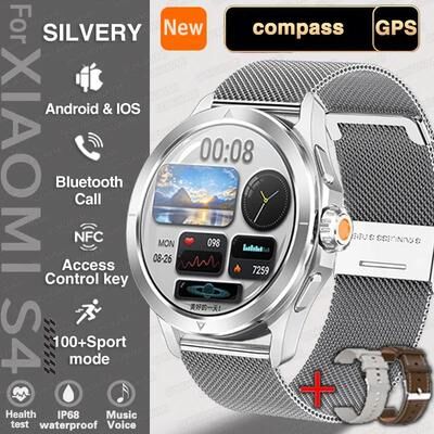 Inspired Living S4 Ultra Rugged GPS Smartwatch With AMOLED Display & Bluetooth Calling silver Mesh Belt 2a