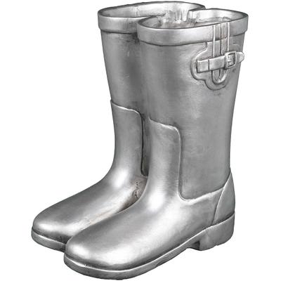 Wanddekoobjekt AMBIENTE HAUS "Gummistiefel Paar", silber (antiksilber), B:15cm H:28cm T:23cm, Polyresin, Wanddekoobjekte