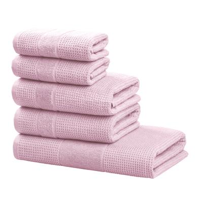 Handtuch Set OTTO HOME "Kimi, Duschtuch, Handtücher und Gästetücher", rosa, 5, Walkfrottee, Walkfrottee, Obermaterial: 100% Baumwolle, Handtuch-Sets, 100% Baumwolle, einfarbig, weich, mit Bordüre, besondere Struktur
