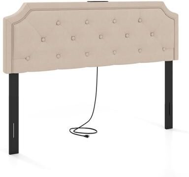 Costway Headboard for Queen and Full Size Bed Tufted Upholstered Head Board-Beige