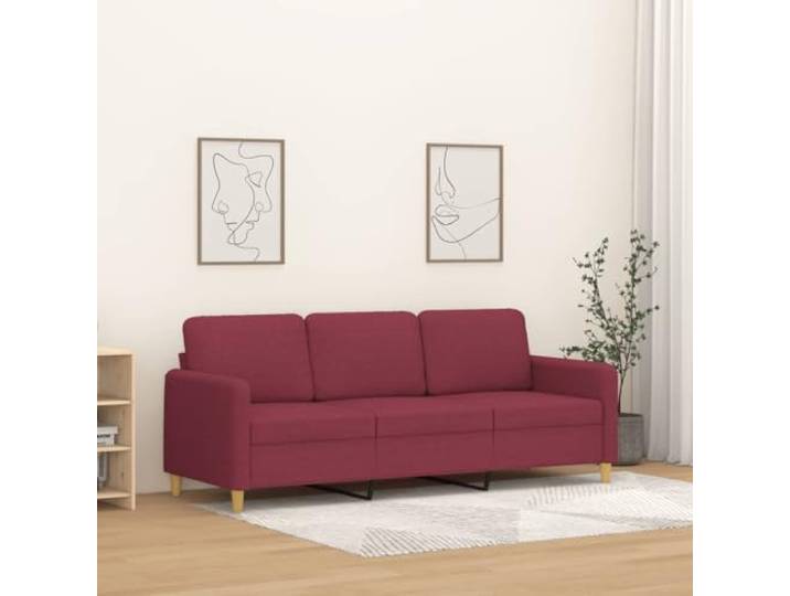 HEFZGDB Weinrotes 3-Sitzer-Sofa 180 cm Stoffbezug Modernes Design mit strapazierfähigem atmungsaktivem Material und robustem Metallgestell für Stabilität Bequeme Polsterung