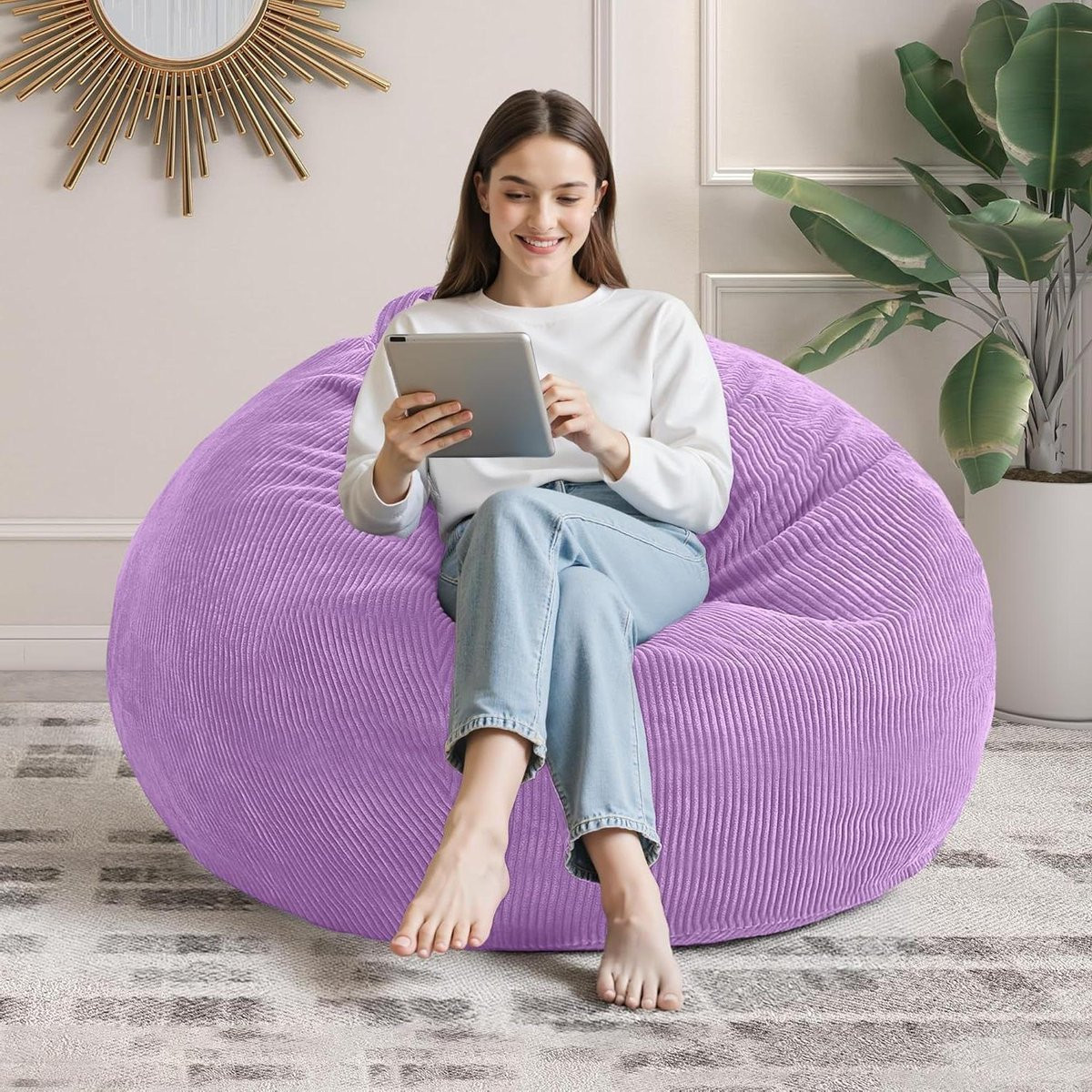 Teardrop Zitzak Stoel - Paarse Zitzak Fauteuil - Maat L