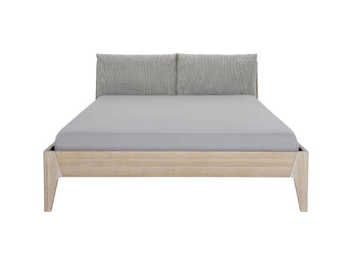 Bett Taavi Natur, Grau Eiche Massivholz 160 x 200 cm - Material: Eiche, Stoff - Bett
