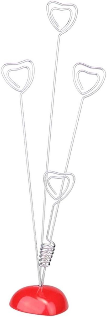 Rode Fotohouder Clips met Hartvormige Basis - 26 cm Hoog