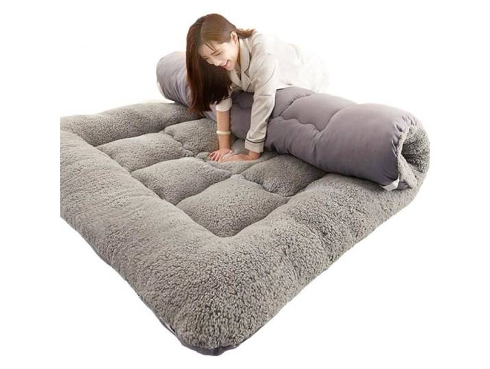 Matelas Futon épaissir de Sol Tatami Japonais Matelas de Couchage Pliable Lit d'oreiller de Chaise Longue au Sol 180x200 cm Gris