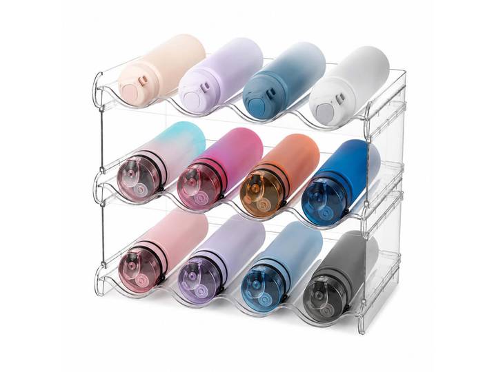 Relaxdays Flaschenregal Transparent stapelbar Kunststoff PET 12 Flaschen, 38.5x26x20 cm, Wohnzimmer, Regal, Weinregal