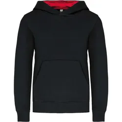 Kariban Kinder Kontrast Kapuzen Sweater Hoodie K453 black/red 10/12