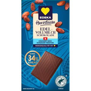Edeka Tafelschokolade Herzstücke Edel-Vollmilch, 34% Kakaogehalt, 100 g