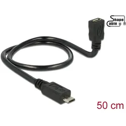 Delock Kabel USB 2.0 Micro-B Stecker > USB 2.0 Micro-B Buchse OTG ShapeCable 0,50 m