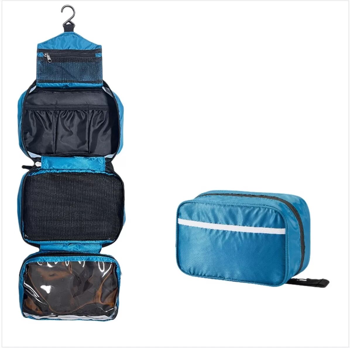 INF Reise-Make-up-Tasche – Polyester, wasserabweisend, faltbar, große Kapazität mit Nass-/Trocken-Trennung, tragbares Grün