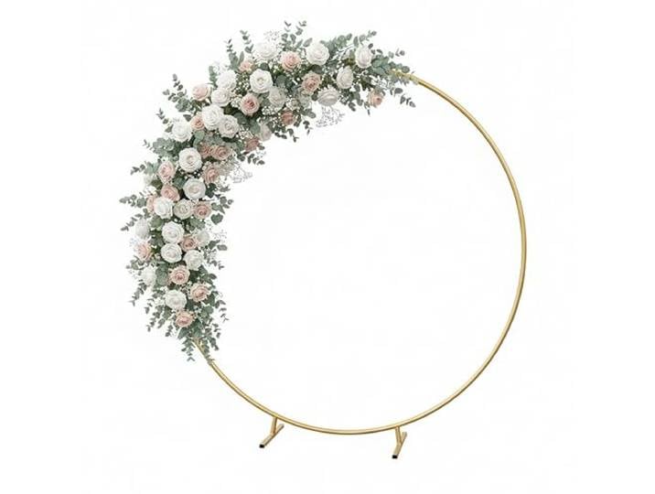 Relaxdays Arche ronde en métal pour ballons\, mariage\, anniversaire\, fiançailles\, Ø 195 cm\, fleurs\, arc de mariage\, dorée