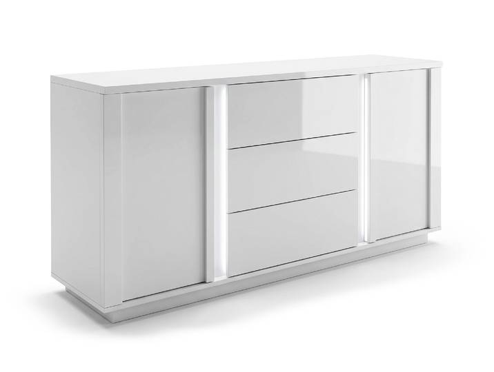 Bahut 2 portes 3 tiroirs Terni Blanc Brillant - Basika