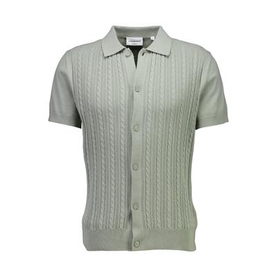 Cardigan LINDBERGH "Cardigan (Kurzarm) Relaxed Fit", Herren, Gr. L, grün (sage grün), Obermaterial: 100% Baumwolle, Strickjacken
