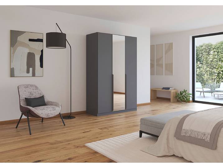 Armoire à portes battantes Quadra miroir 136cm Gris